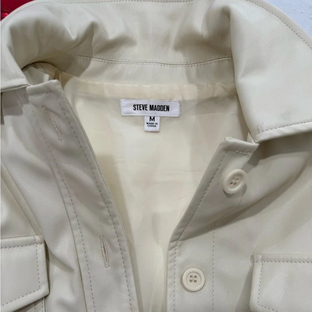 Steve Madden Faux Leather jacket medium Cream - Picture 7 of 9